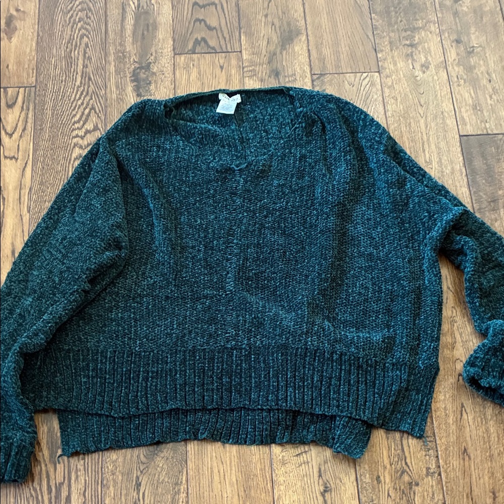 Main Strip Deep Teal V-Neck Sweater